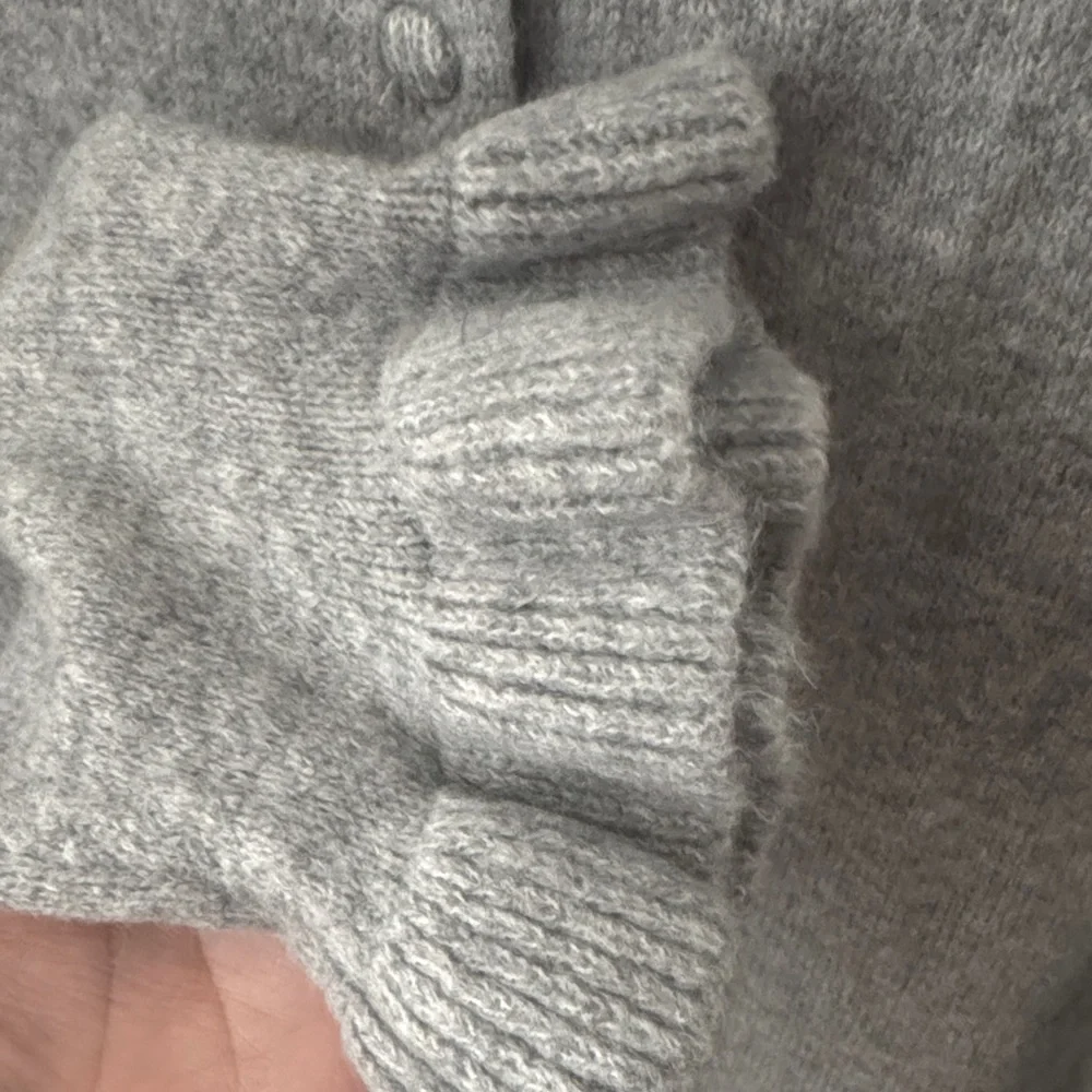 Mango Light Gray Button-Up Ruffle Hem Cardigan - Picture 5 of 6